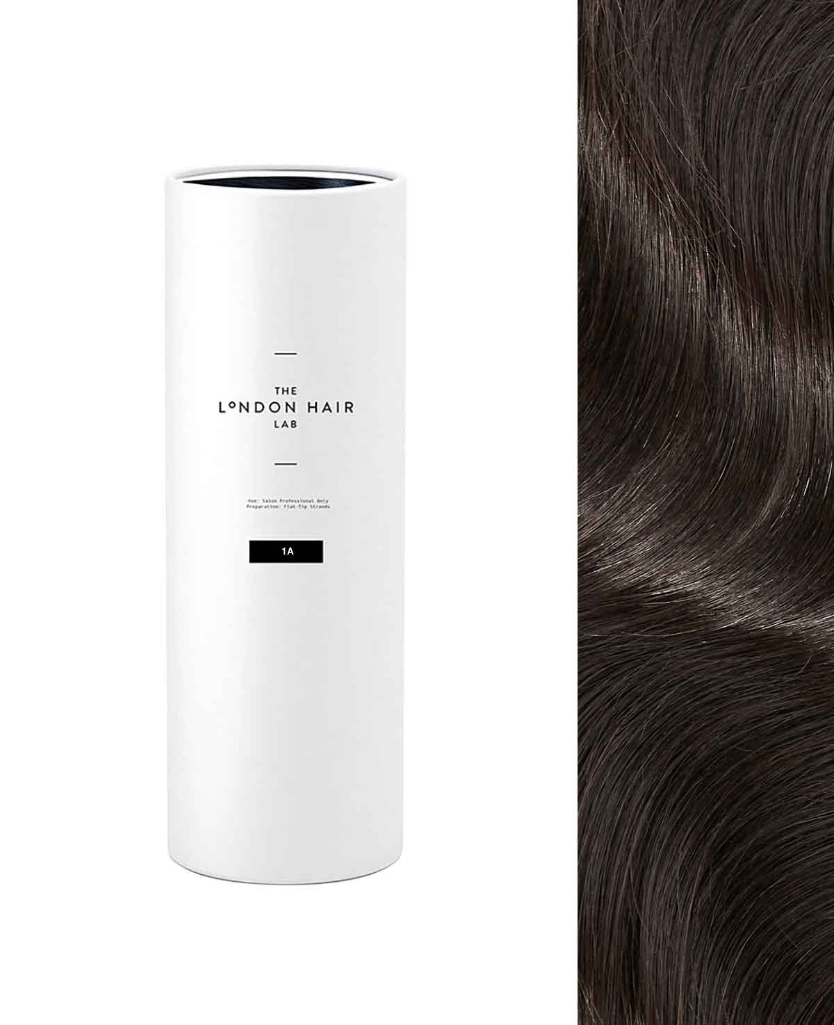 Glossy dark hair tape in extensions