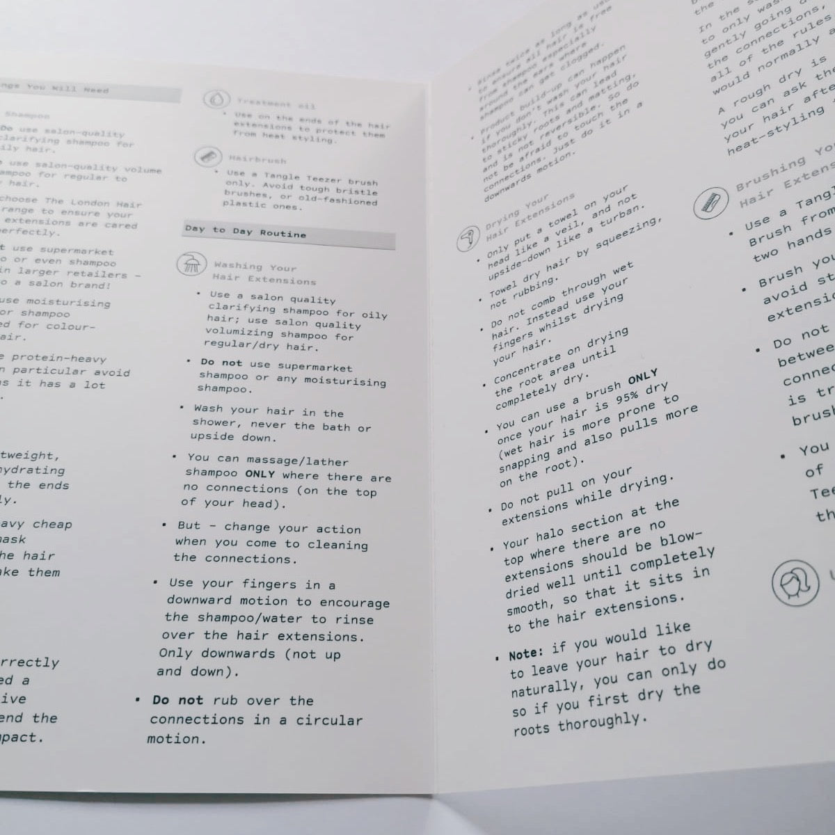 London Hair Lab Maintenance Leaflets