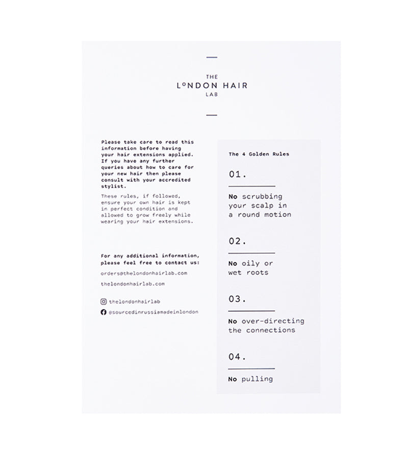 London Hair Lab Maintenance Leaflets