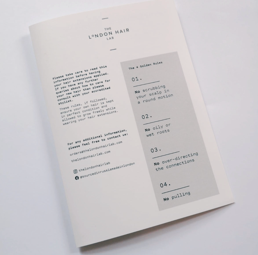 London Hair Lab Maintenance Leaflets
